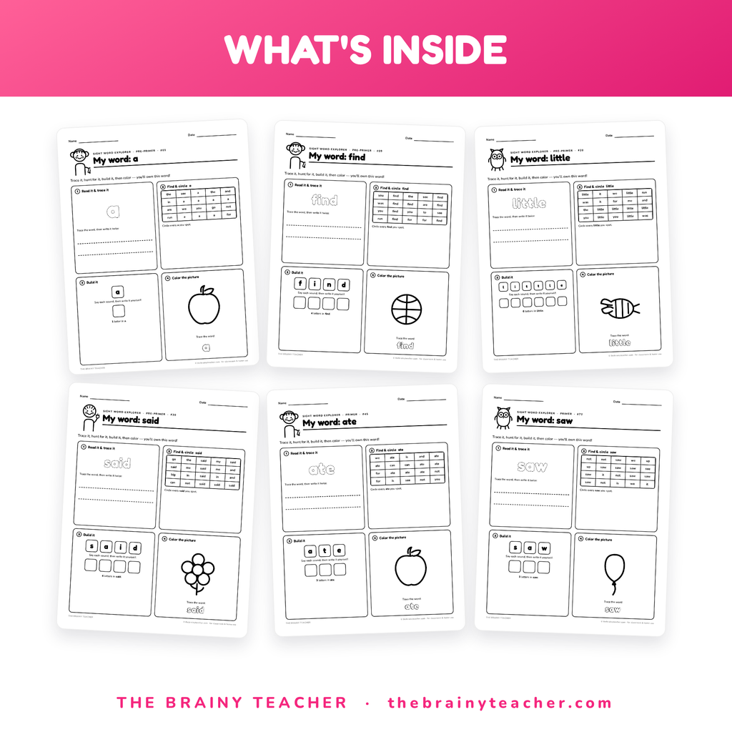 What's inside the Sight Word Bundle