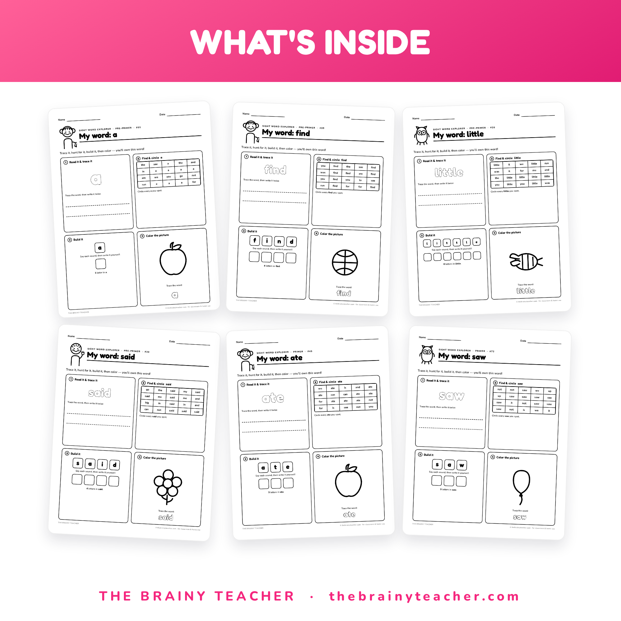 What's inside the Sight Word Bundle